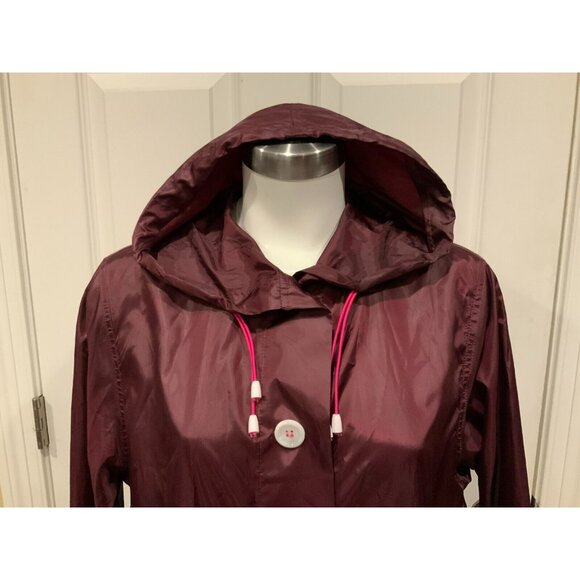 Juicy Couture Maroon Purple Button-Up Hooded Wind Breaker Jacket, Size Small - Picture 2 of 11